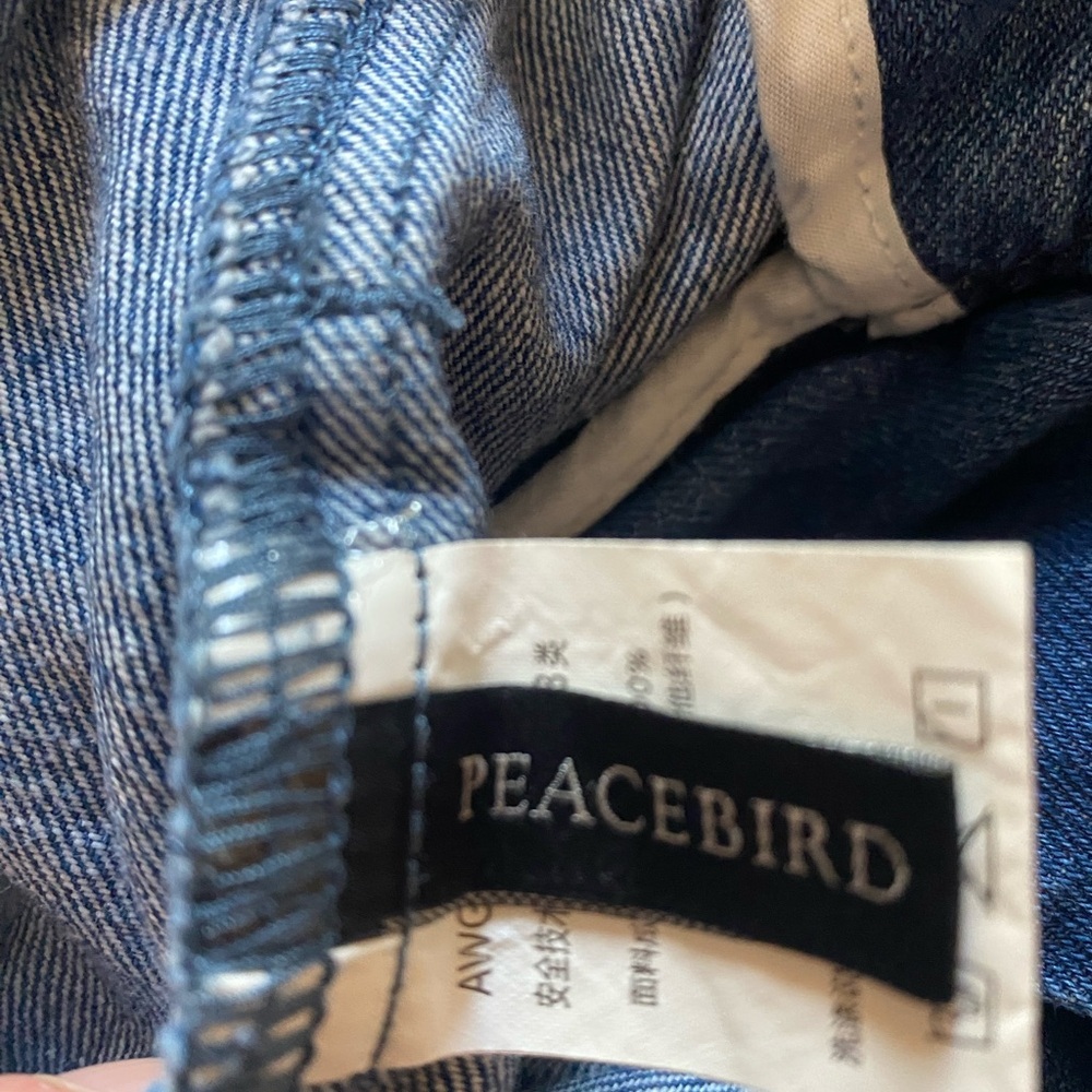 Peacebird Layered Denim Skirt Front Tie Side Pockets Size S - Picture 8 of 9